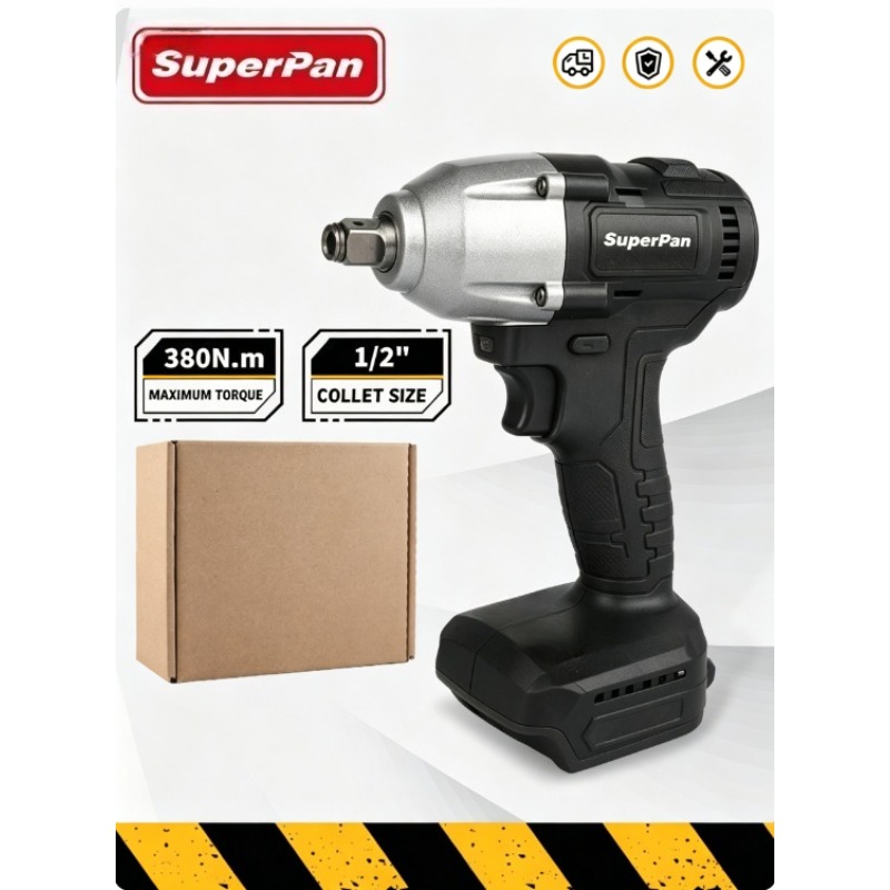 Power Tools For Construction - SuperPan 380N.m Cordless Impact Wrench 1/2